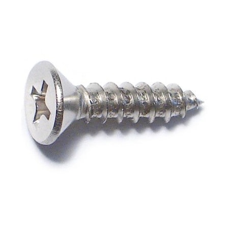 Wood Screw, #9, 3/4 In, Nickel Steel Flat Head Phillips Drive, 40 PK